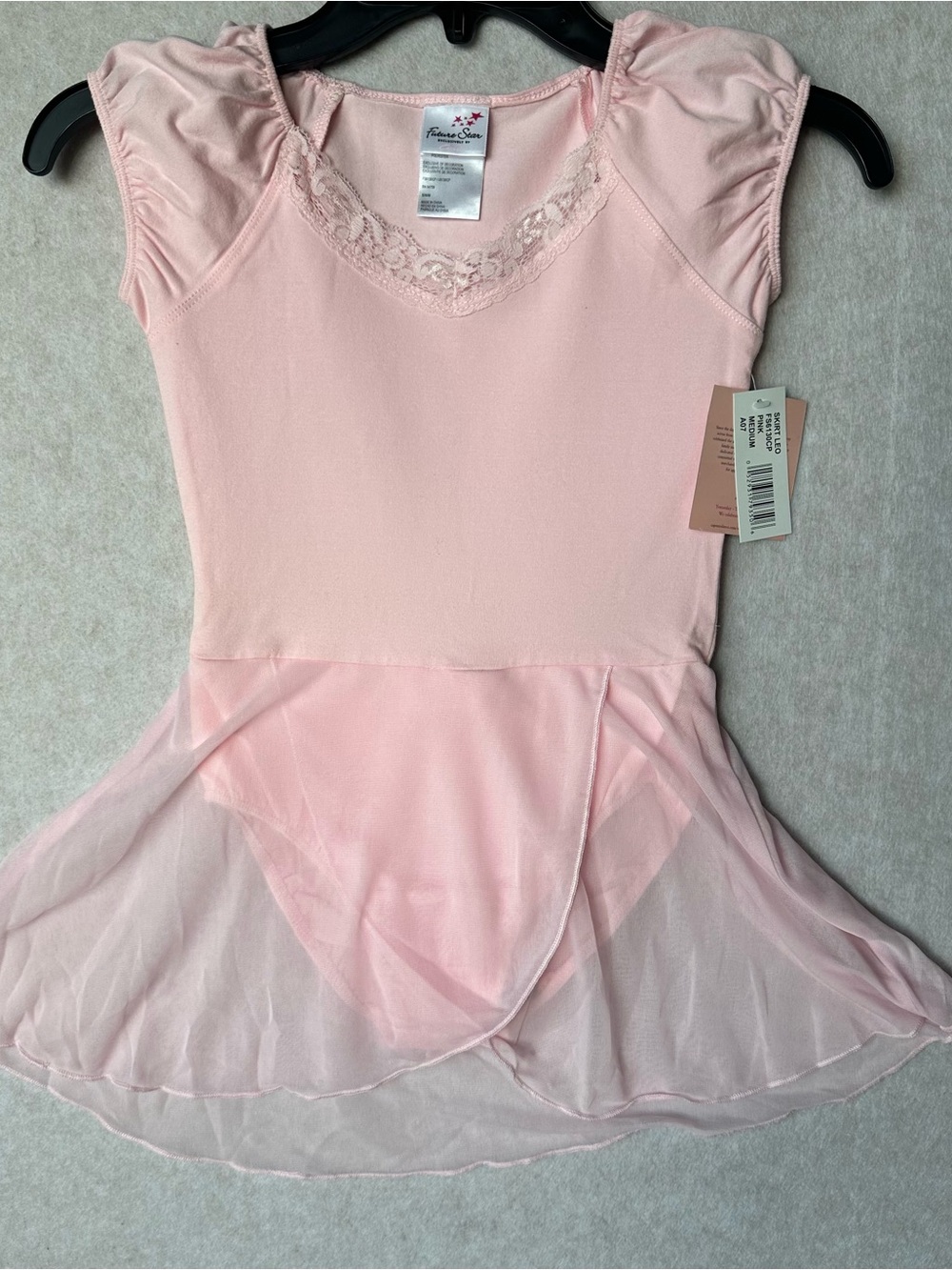Capezio Future Star Girl’s Pink Ballet Dress Size M Leotard with Sheer Skirt NWT